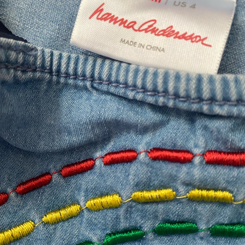 Hanna Andersson Blue Denim with Colorful Embroidery
